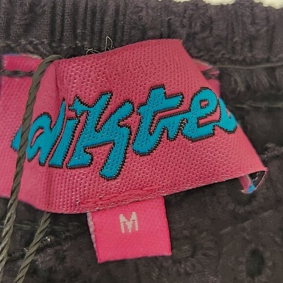 Edikted Liora Lacy Cotton Mini Dress Black Strapless Eyelet Ruffled Feminine - Picture 9 of 14